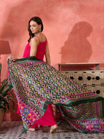 Thumbnail for InWeave Fuchsia Strappy Kurta Set Green Patola Dupatta - Distacart