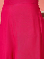 Thumbnail for InWeave Fuchsia Strappy Kurta Set Green Patola Dupatta - Distacart