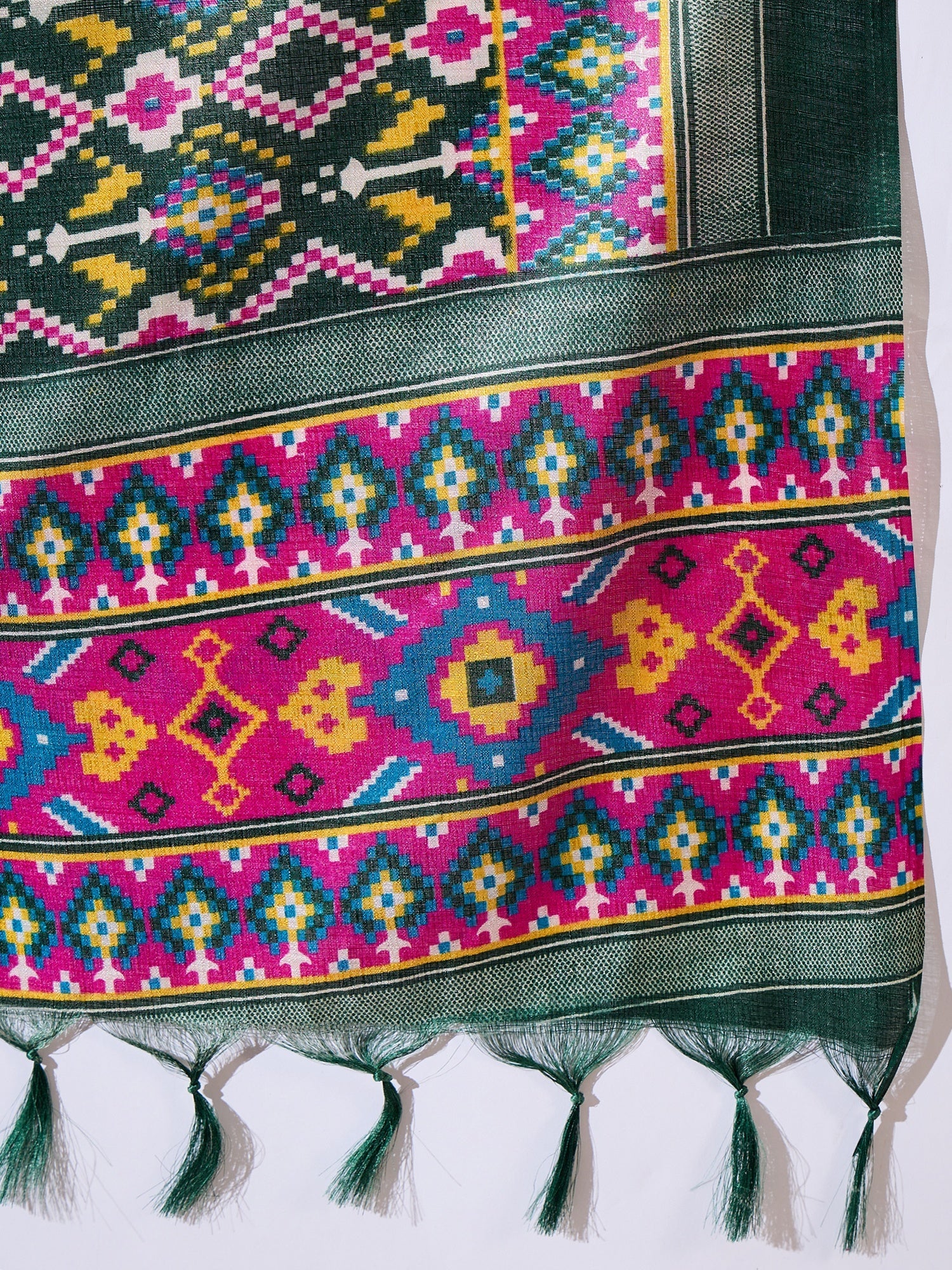 InWeave Fuchsia Strappy Kurta Set Green Patola Dupatta - Distacart