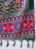 Thumbnail for InWeave Fuchsia Strappy Kurta Set Green Patola Dupatta - Distacart