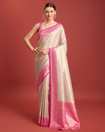 Thumbnail for Monjolika Fashion Pink Kanjivaram Silk Mesmerizing Saree - Distacart