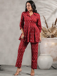 Thumbnail for Anubhutee Ethnic Motifs Printed Pleated A-Line Pure Cotton Kurti With Trousers - Distacart