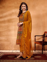 Thumbnail for Anouk Ethnic Motifs Printed Mirror Work Pure Silk Straight Kurta with Trousers & Dupatta - Distacart