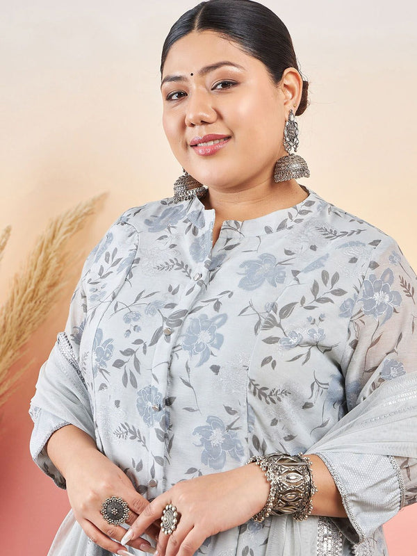 Sztori Women Floral Printed A-Line Kurta With Palazzo & Dupatta - Distacart