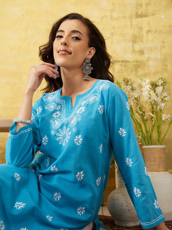 ADA Ethnic Motifs Embroidered Lucknowi Chikankari Kurta - Distacart