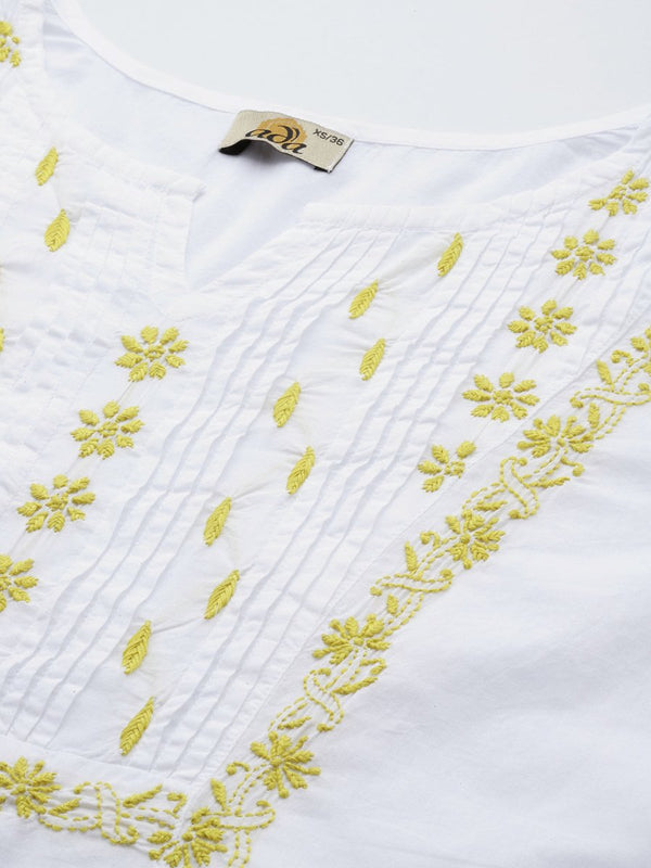 ADA Floral Embroidered Chikankari Kurta - Distacart
