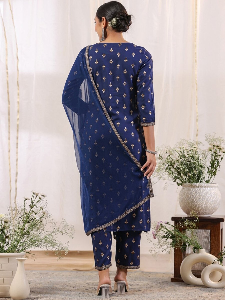 Anubhutee Ethnic Motifs Embroidered Regular Gotta Patti Kurta With Trousers & Dupatta - Distacart