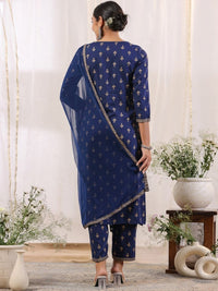 Thumbnail for Anubhutee Ethnic Motifs Embroidered Regular Gotta Patti Kurta With Trousers & Dupatta - Distacart