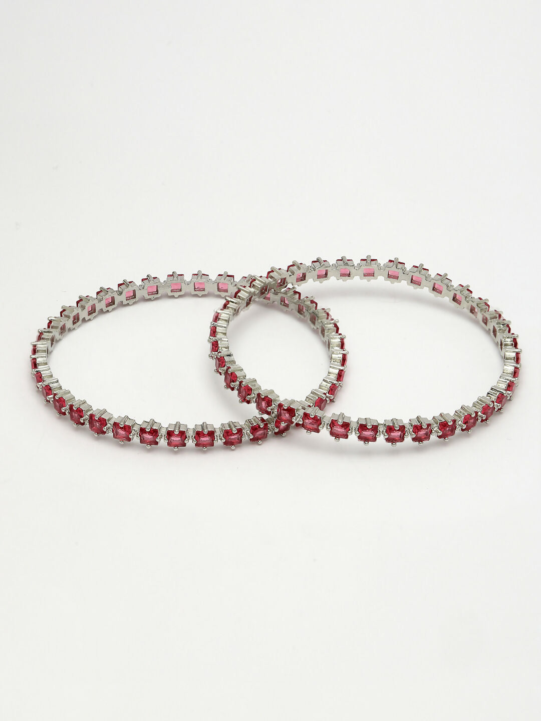 NVR Women's Set of 2 Pink CZ Stone-Studded Handcrafted Bangles - Distacart