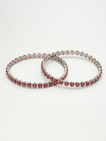 Thumbnail for NVR Women's Set of 2 Pink CZ Stone-Studded Handcrafted Bangles - Distacart