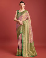 Thumbnail for Monjolika Fashion Glamour And Tradition With This Rose Pink Color Zari Woven Banarasi Tissue Silk Saree - Distacart