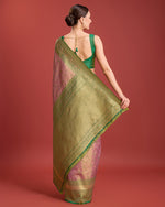 Thumbnail for Monjolika Fashion Glamour And Tradition With This Rose Pink Color Zari Woven Banarasi Tissue Silk Saree - Distacart