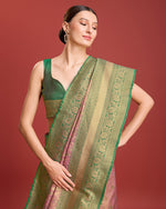 Thumbnail for Monjolika Fashion Glamour And Tradition With This Rose Pink Color Zari Woven Banarasi Tissue Silk Saree - Distacart