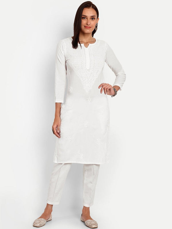 ADA Floral Embroidered Chikankari Kurta - Distacart