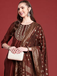 Thumbnail for Anouk Woven Design Regular Sequinned Kurta with Trousers & Dupatta - Distacart