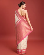 Thumbnail for Monjolika Fashion Cream Color Banarasi Rich Zari Woven Weave For Opulent Charm Silk Saree - Distacart