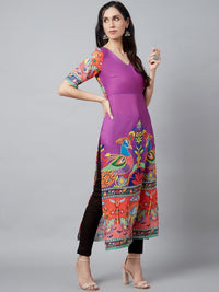 Thumbnail for Aks Ethnic Motifs Printed V-Neck Kurta - Distacart