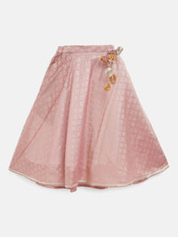Thumbnail for Ahalyaa Rusty Rose Chanderi Gold Foil Print Lehenga Choli With Dupatta For Girls - Distacart