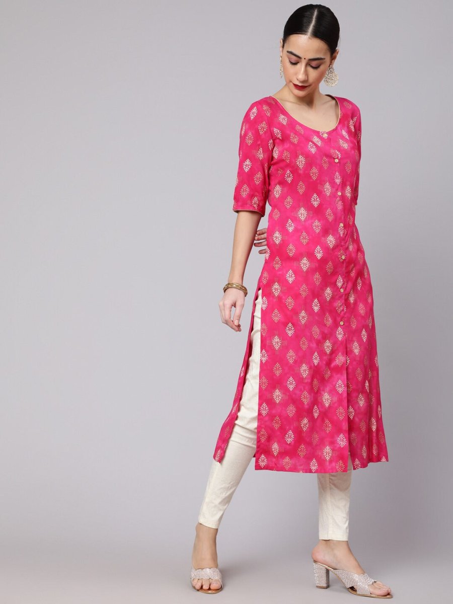 Aks Ethnic Motif Printed Cotton Straight Kurta - Distacart