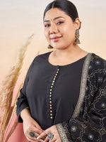 Thumbnail for Sztori Paisley Printed Round Neck Straight Kurta With Trouser & Dupatta - Distacart