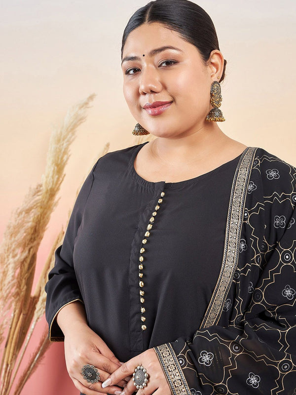 Sztori Paisley Printed Round Neck Straight Kurta With Trouser & Dupatta - Distacart