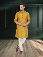 Thumbnail for Even Apparels Men's Art Silk Beige Kurta - Distacart