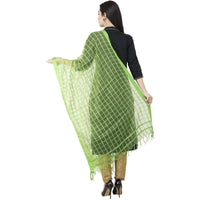 Thumbnail for A R SILK Cotton square Regular Dupatta Parrot Green Color Dupatta or Chunni