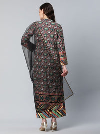 Thumbnail for Ahalyaa Women's Multi Colour Crepe Digital Patola Printed Kurta Palazzo Set With Dupatta - Distacart