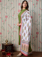 Thumbnail for Ode by House of Pataudi Round Neck A-Line Kurta with Trousers & Dupatta - Distacart