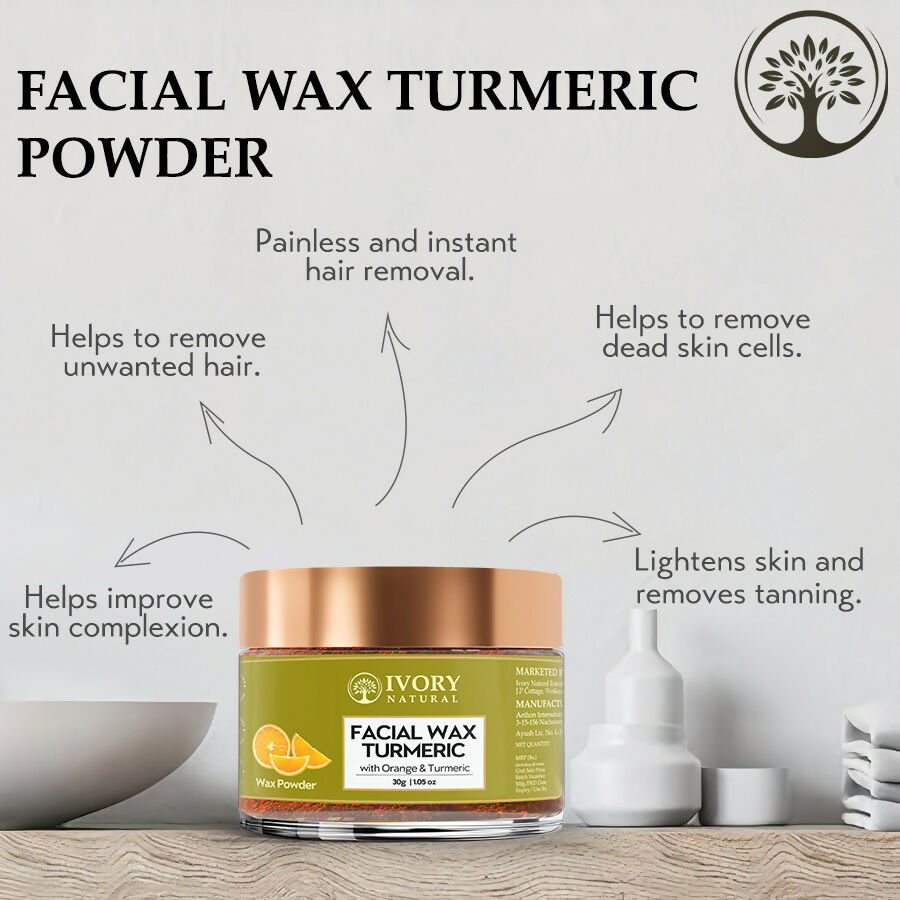 Ivory Natural Facial Wax Powder With Turmeric - Natural Facial Hair Removal Wax For Instant Skin Brightening - Distacart