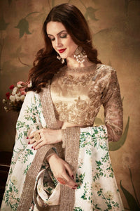 Thumbnail for Aastha Fashion Women's Breathtaking Off-White Sabyasachi Floral Printed Organza Silk Party Wear Lehenga Choli With Blouse - Distacart