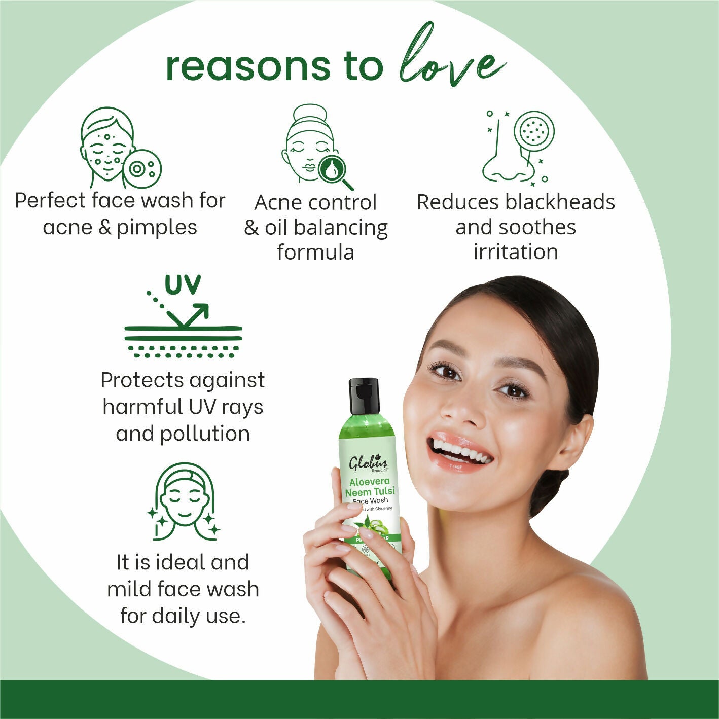 Globus Remedies Aloe vera Neem Tulsi Enriched With Glycerin & Oil Control Formula