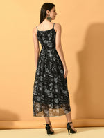 Thumbnail for Myshka Women's Black Fit and Flare Party Dress - Distacart