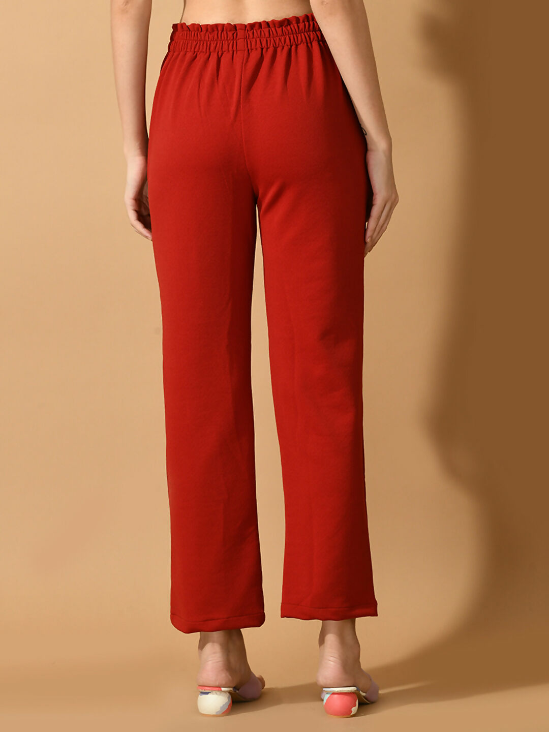 Myshka Women's Red Straight Fit Party Trouser - Distacart