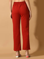 Thumbnail for Myshka Women's Red Straight Fit Party Trouser - Distacart