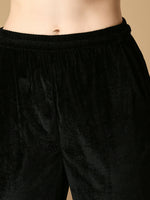 Thumbnail for Myshka Women's Black Velvet Kurta With Trousers Party Sets - Distacart