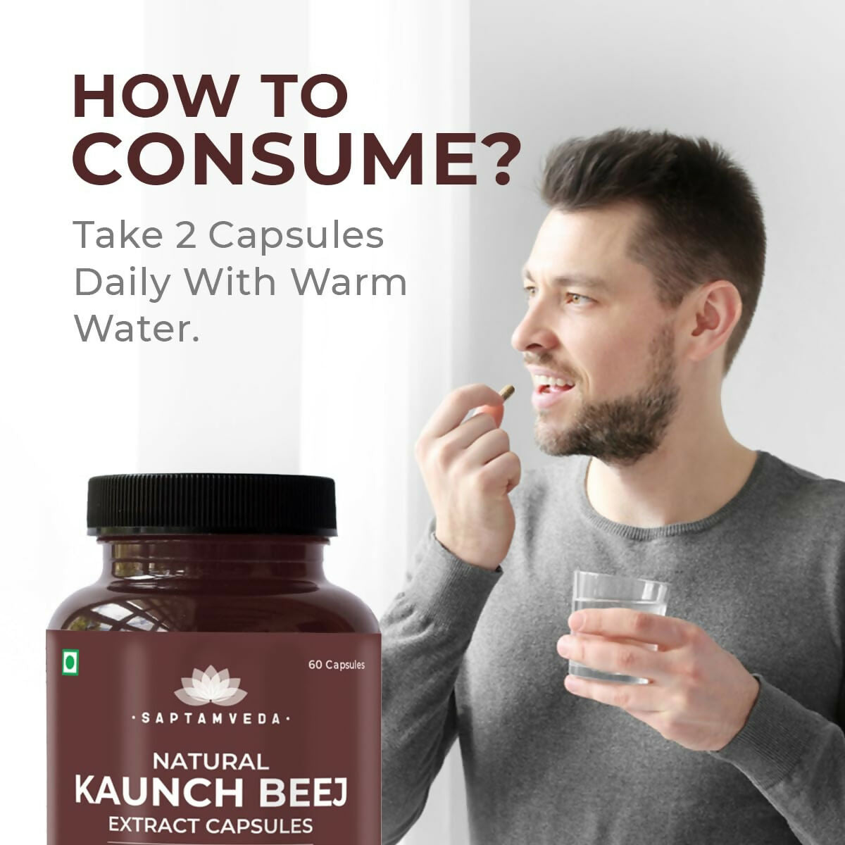 Saptamveda Natural Kaunch Beej Extract Capsules - Distacart