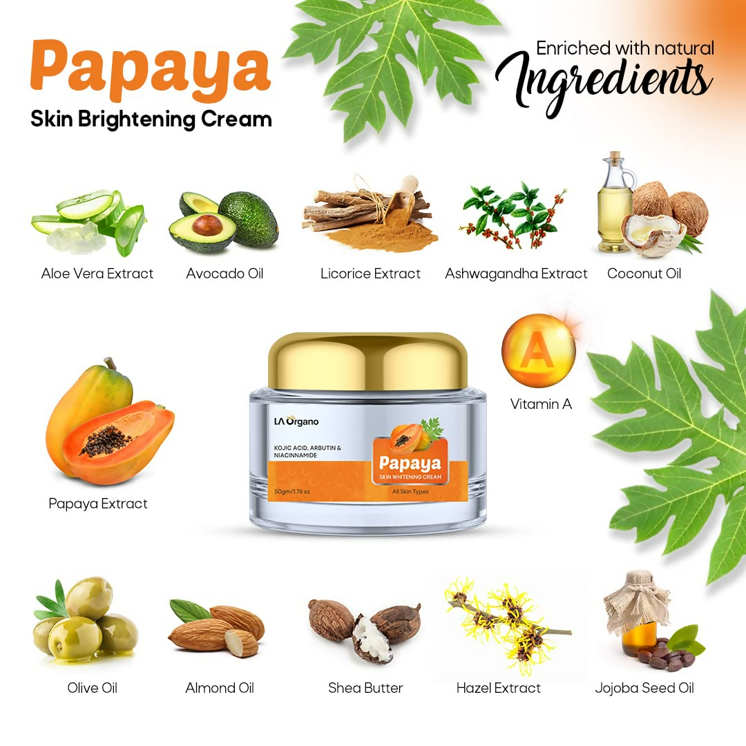 LA Organo Papaya Cream For Skin Brightening & Whitening - Distacart