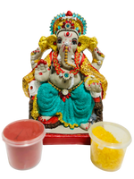 Thumbnail for Eco-Friendly Ganesh Idol Small (Non-Toxic Colors) With Kumkum & Akshat - Limited Time Offer - Distacart