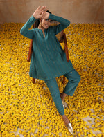 Thumbnail for trueBrowns Deep Sea Gold Cotton Flared Co-Ord Set - Distacart