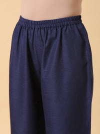Thumbnail for trueBrowns Cotton Linen Dark Blue Kurta Pant Set - Distacart