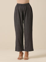 Thumbnail for trueBrowns Slate Grey Slub Texture Collar Short Co-Ord Set - Distacart