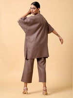 Thumbnail for trueBrowns Cotton Linen Burnt Brown Boxy Fit Co-Ord Set - Distacart