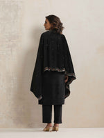 Thumbnail for trueBrowns Black Velvet Geometric Embroidered Kurta Pant Dupatta Set - Distacart