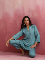 Thumbnail for trueBrowns Light Blue Modal Straight Kurta Co-ord Set - Distacart