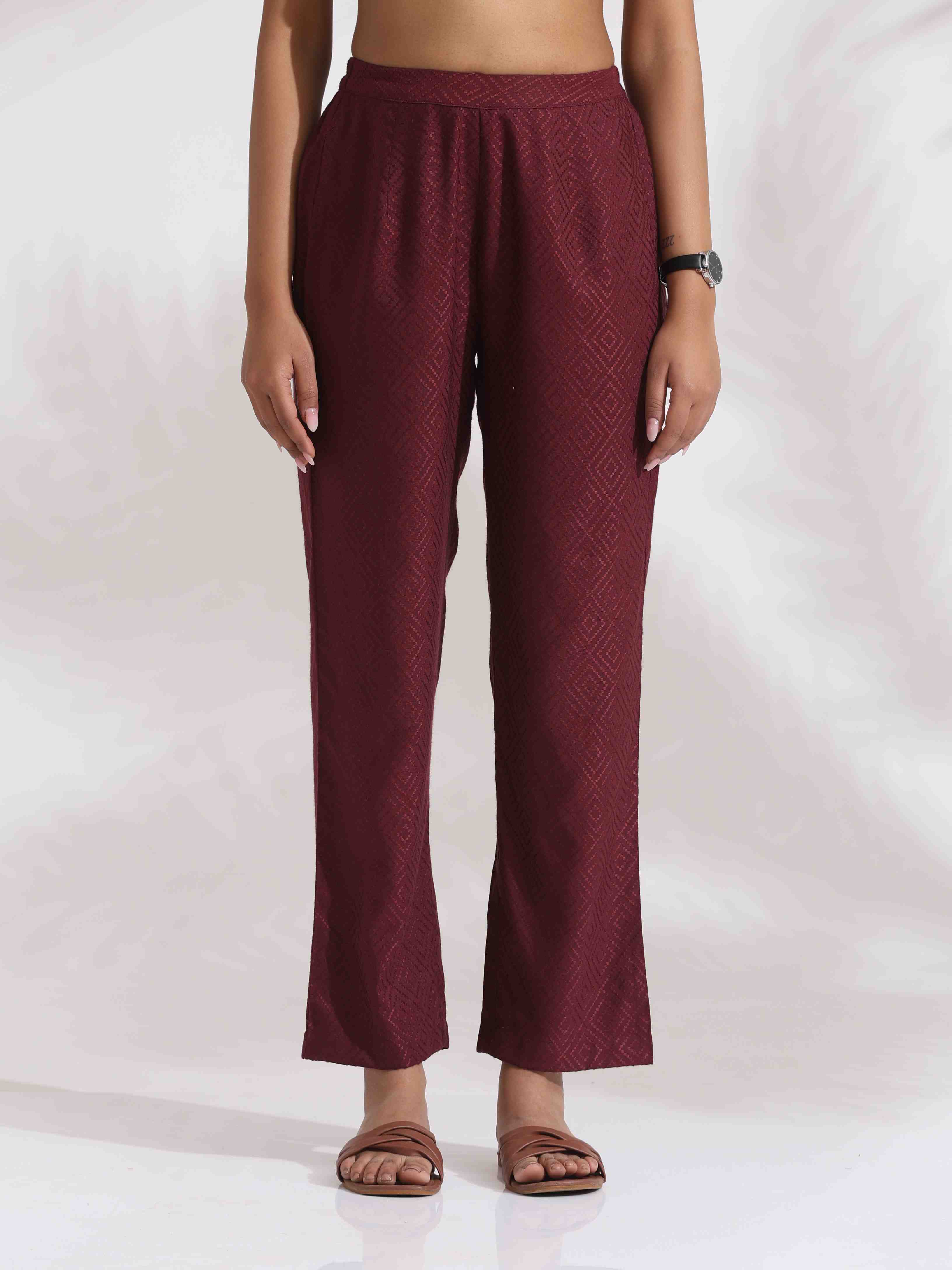 trueBrowns Maroon Dobby Co-ord Set - Distacart