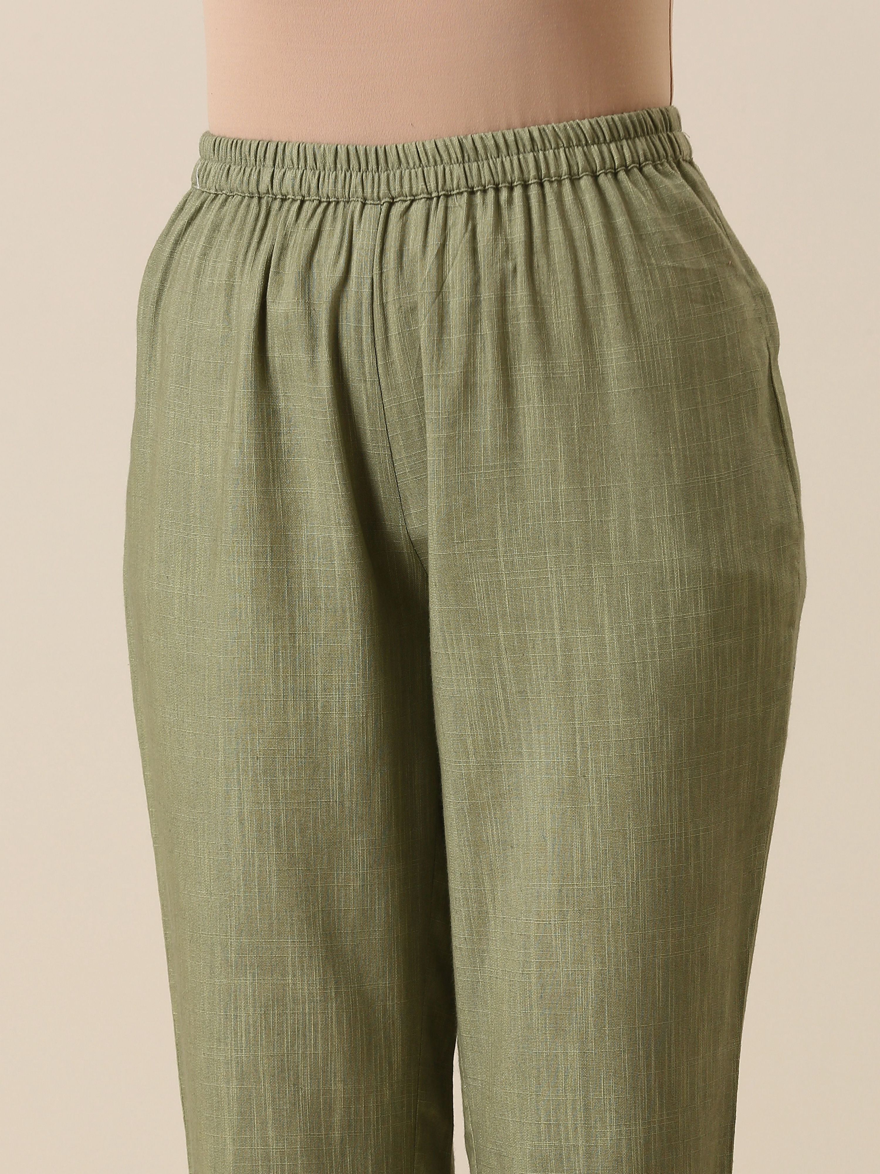 trueBrowns Sage Slub Texture Boxy Fit High Low Co-Ord Set - Distacart