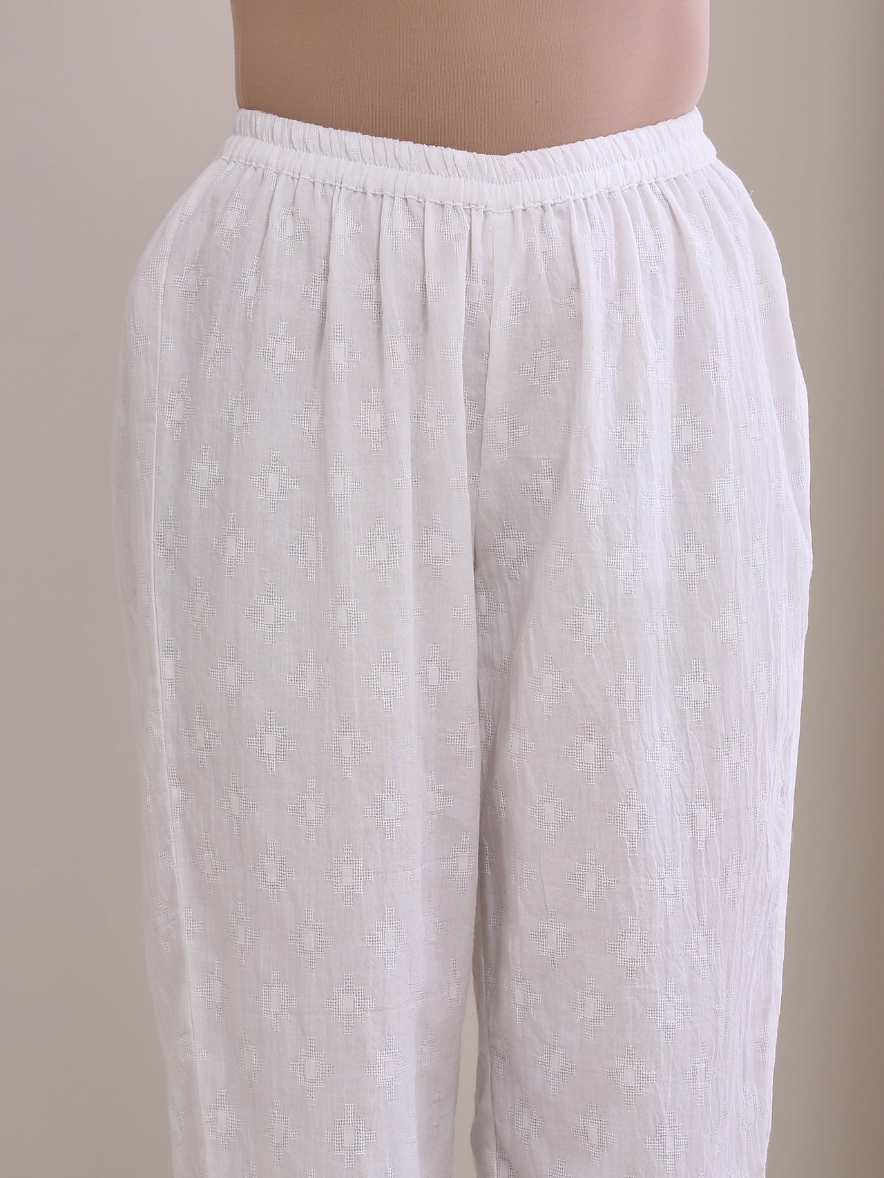trueBrowns White Dobby Front Placket Co-Ord Set - Distacart