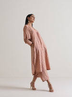 Thumbnail for trueBrowns Beige Foil Puff Sleeve Kurta Set - Distacart