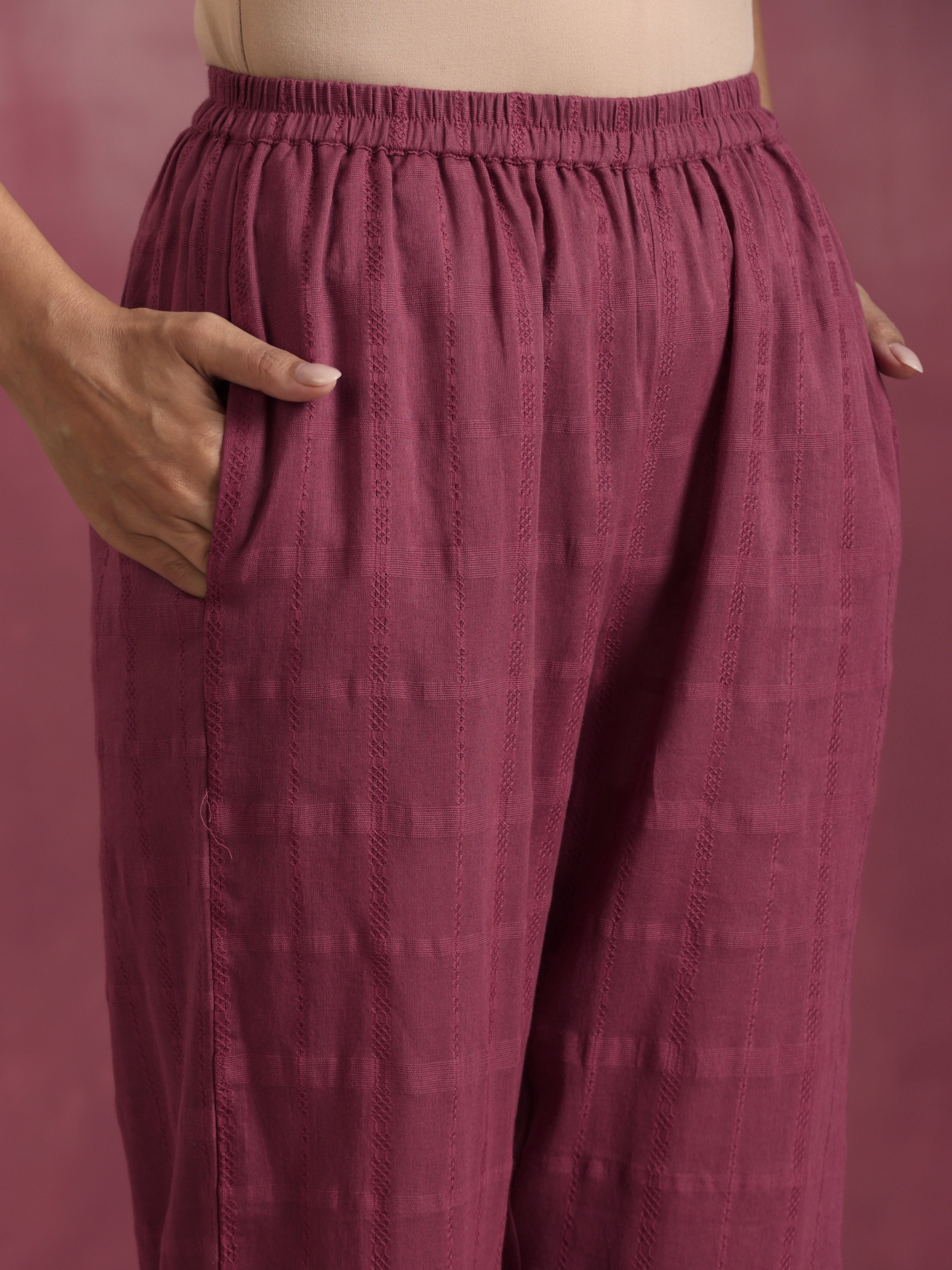 trueBrowns Mauve Cotton Dobby Co-ord set - Distacart